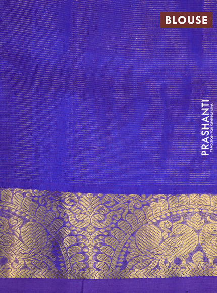 Silk cotton saree maroon and blue with allover vairaosi pattern and annam zari woven border