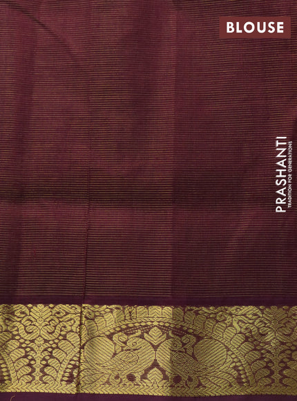 Silk cotton saree dual shade of pinkish yellow and wine shade with allover vairaosi pattern and annam zari woven border