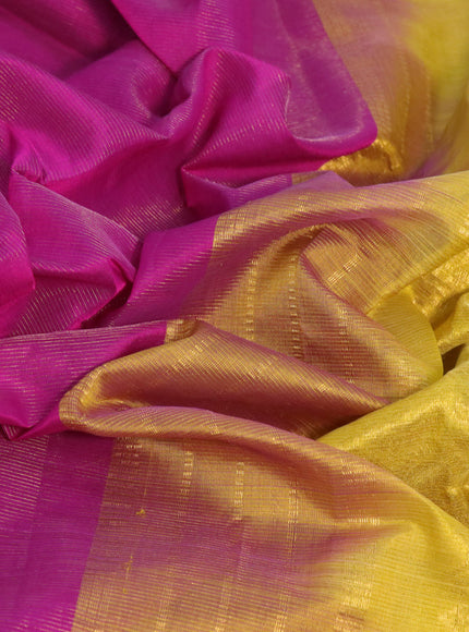 Silk cotton saree purple and mustard yellow with allover vairaosi pattern and annam & paisley zari woven border