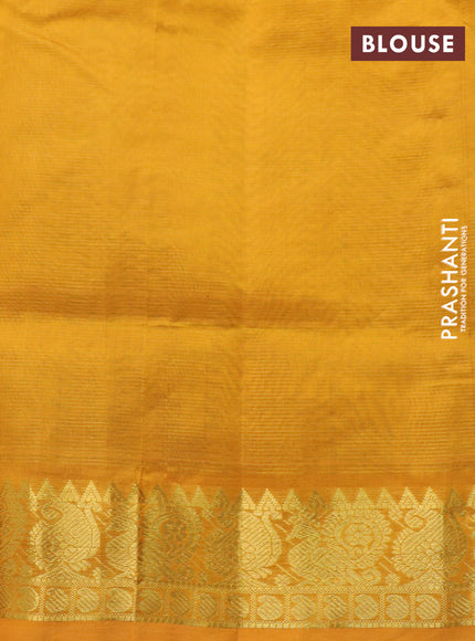 Silk cotton saree green and mango yellow with allover vairaosi pattern and annam & paisley zari woven border