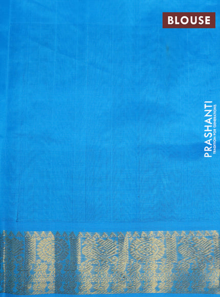 Silk cotton saree maroon and cs blue with allover paalum pazhamum checks & zari buttas and rich zari woven border