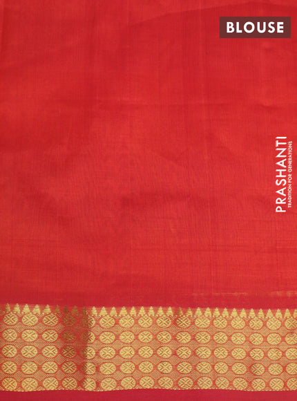 Silk cotton saree yellow and red with allover paalum pazhamum checks & zari buttas and rich zari woven border