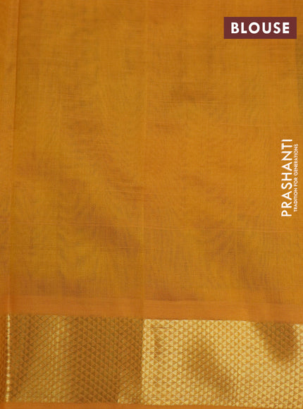 Silk cotton saree multi colour and mustard yellow with allover paalum pazhamum checks & zari buttas and rich zari woven border