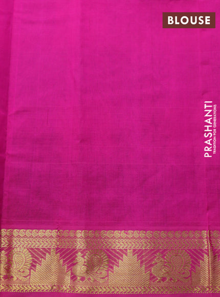 Silk cotton saree black and pink with allover paalum pazhamum checks & zari buttas and rich zari woven border