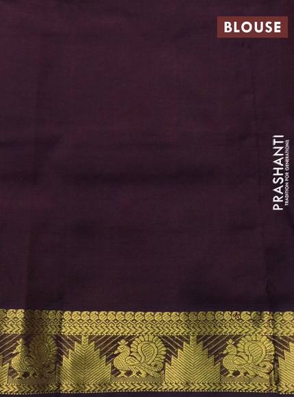 Silk cotton saree sandal and coffee brown with allover paalum pazhamum checks & zari buttas and rich zari woven border