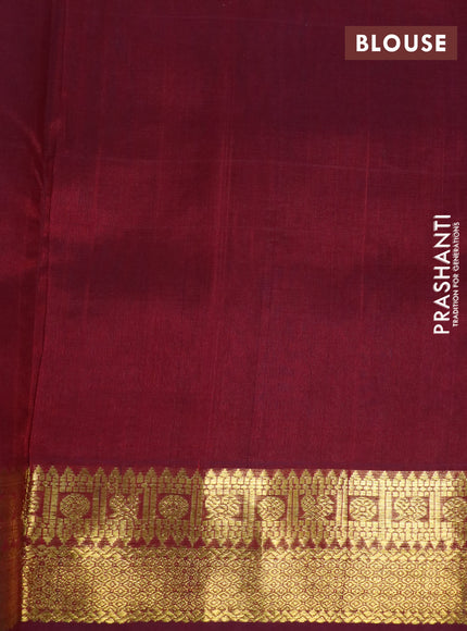 Silk cotton saree blue and maroon with allover paalum pazhamum checks & zari buttas and zari woven border