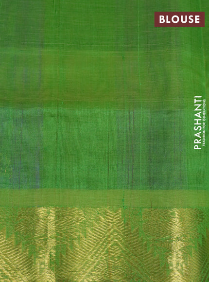 Silk cotton saree blue and light green with allover paalum pazhamum checks & zari buttas and rich zari woven border