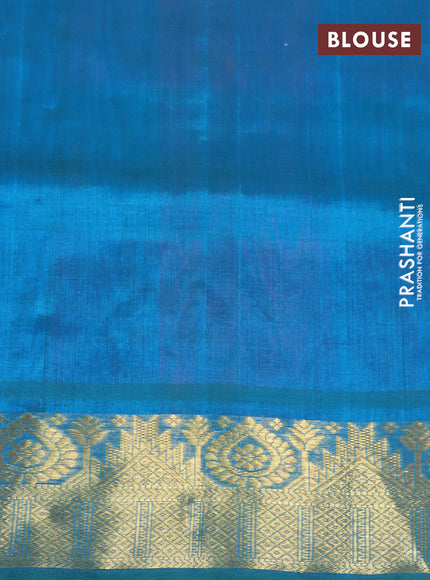 Silk cotton saree pink and dual shade of teal blue with allover paalum pazhamum checks & zari buttas and rich zari woven border