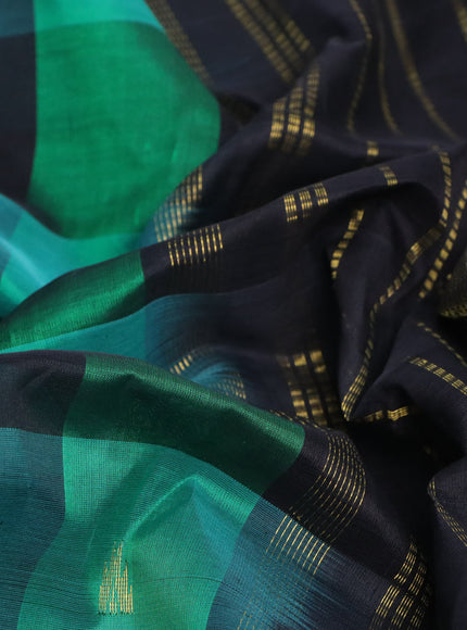 Silk cotton saree multi colour and black with allover paalum pazhamum checks & zari buttas and paisley zari woven border