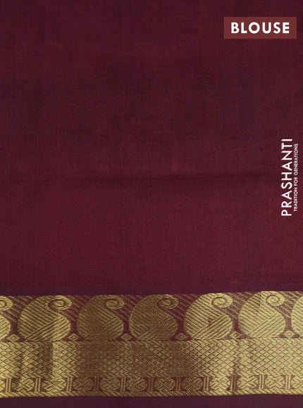 Silk cotton saree multi colour and deep maroon with allover paalum pazhamum checks & zari buttas and paisley zari woven border