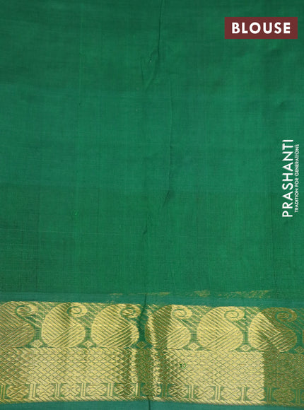 Silk cotton saree maroon and green with allover paalum pazhamum checks & zari buttas and paisley zari woven border