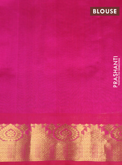 Silk cotton saree light green and pink with allover paalum pazhamum checks & zari buttas and zari woven border