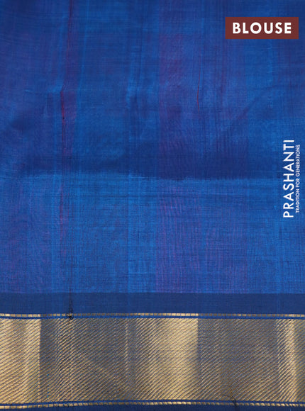 Silk cotton saree pink and peacock blue with allover paalum pazhamum checks & zari buttas and zari woven border