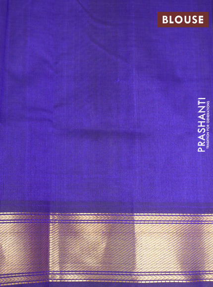 Silk cotton saree light green and blue with allover paalum pazhamum checks & zari buttas and zari woven border