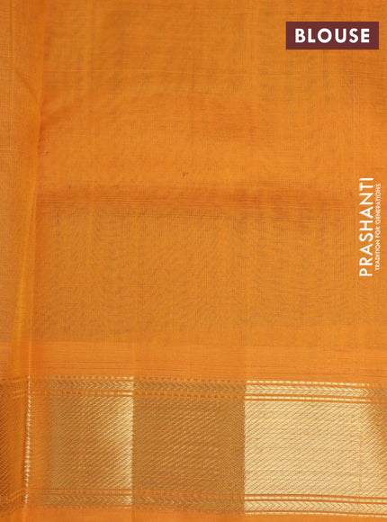 Silk cotton saree maroon and mustard yellow with allover paalum pazhamum checks & zari buttas and zari woven border