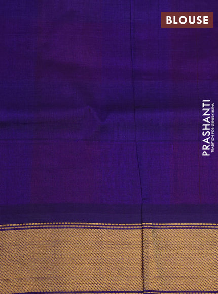 Silk cotton saree red and blue with allover paalum pazhamum checks & zari buttas and zari woven border