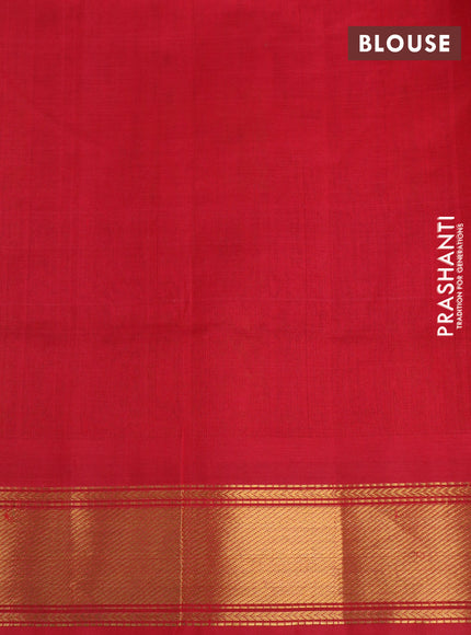 Silk cotton saree yellow and red with allover paalum pazhamum checks & zari buttas and zari woven border