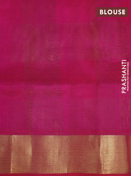 Silk cotton saree mehendi green and pink with allover paalum pazhamum checks & zari buttas and zari woven border