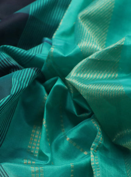 Silk cotton saree black and teal blue with allover paalum pazhamum checks & zari buttas and zari woven border