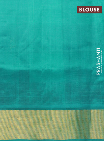 Silk cotton saree black and teal blue with allover paalum pazhamum checks & zari buttas and zari woven border