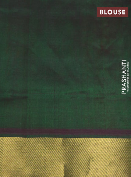 Silk cotton saree multi colour and green with allover paalum pazhamum checks & zari buttas and zari woven border