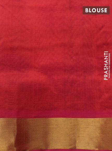 Silk cotton saree multi colour and dual shade of pinkish orange with allover paalum pazhamum checks & zari buttas and zari woven border