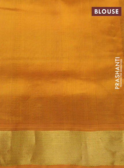 Silk cotton saree multi colour and mustard yellow with allover paalum pazhamum checks & zari buttas and zari woven border