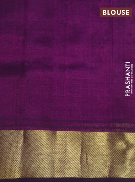 Silk cotton saree light green and purple with allover paalum pazhamum checks & zari buttas and zari woven border