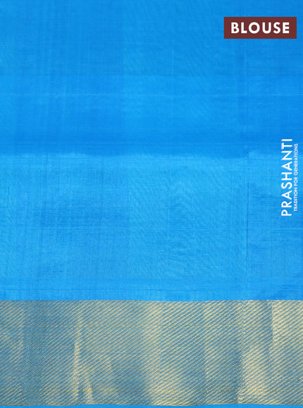 Silk cotton saree blue and cs blue with allover paalum pazhamum checks & zari buttas and zari woven border