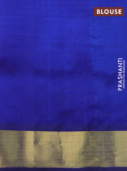 Silk cotton saree red and dark blue with allover paalum pazhamum checks & zari buttas and zari woven border