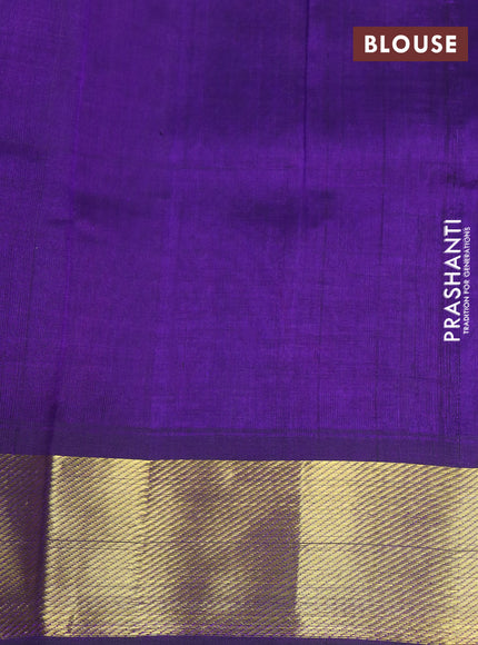 Silk cotton saree pink and dark blue with allover paalum pazhamum checks & zari buttas and zari woven border