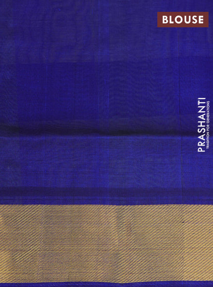 Silk cotton saree light green and blue with allover paalum pazhamum checks & zari buttas and zari woven border