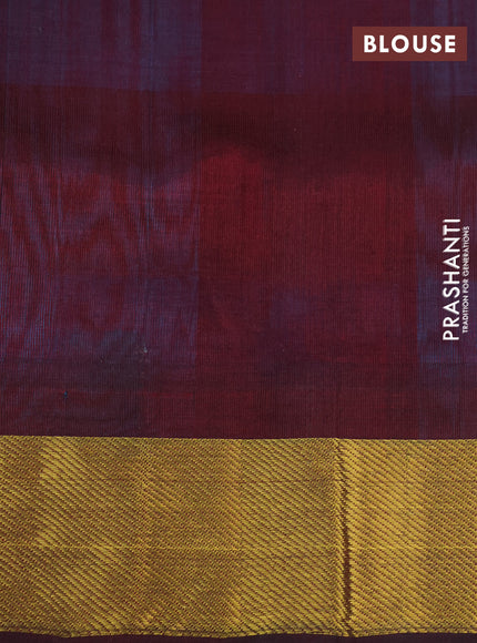 Silk cotton saree cs blue and maroon with allover paalum pazhamum checks & zari buttas and zari woven border