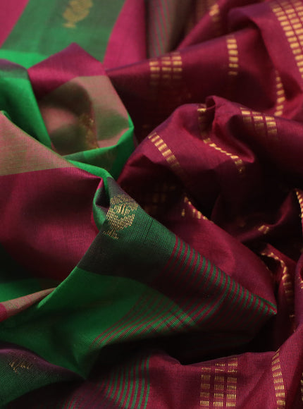 Silk cotton saree multi colour and maroon with allover paalum pazhamum checks & zari buttas and zari woven border