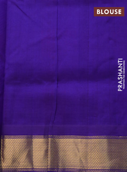 Silk cotton saree pink and blue with allover paalum pazhamum checks & zari buttas and zari woven border