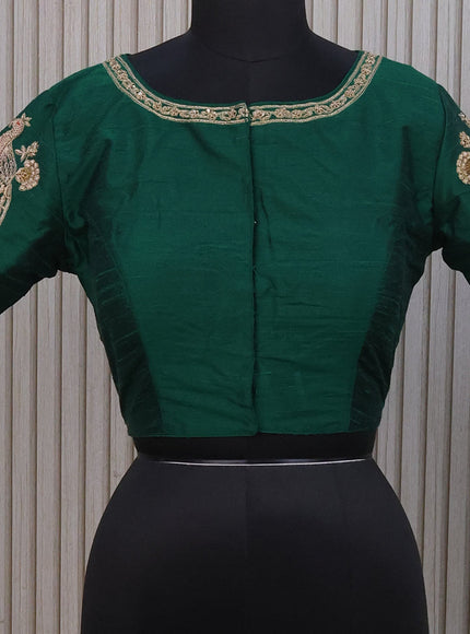 Raw silk readymade blouse green with allover zardosi work