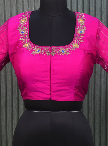 Silk readymade blouse dual shade of pink with allover zardosi work