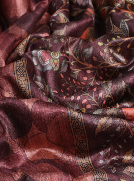 Semi banarasi tussar saree rust shade with geometric prints & woven buttas and woven border