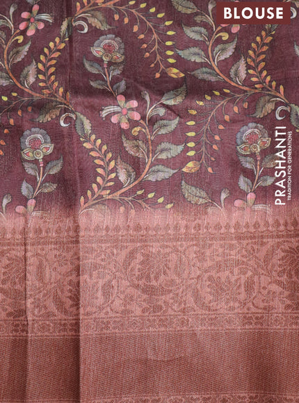 Semi banarasi tussar saree rust shade with geometric prints & woven buttas and woven border