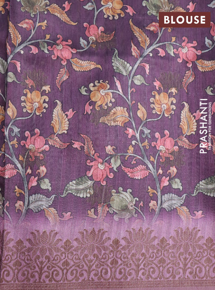 Semi banarasi tussar saree mild purple with allover zig zag prints & woven buttas and woven border