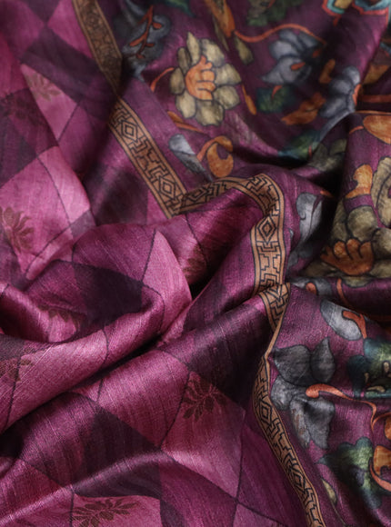 Semi banarasi tussar saree magenta pink with geometric prints & woven buttas and woven border