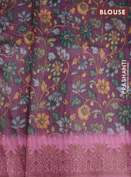 Semi banarasi tussar saree magenta pink with geometric prints & woven buttas and woven border