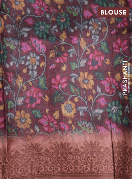 Semi banarasi tussar saree rust shade with geometric prints & woven buttas and woven border