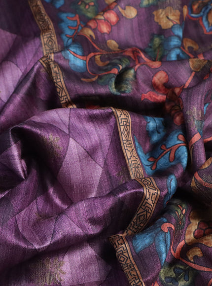 Semi banarasi tussar saree mild purple with geometric prints & woven buttas and woven border