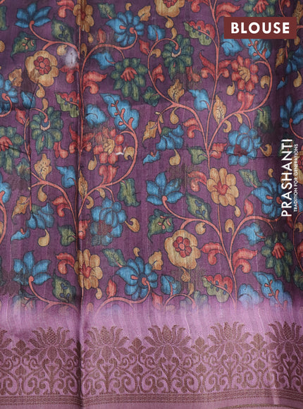 Semi banarasi tussar saree mild purple with geometric prints & woven buttas and woven border