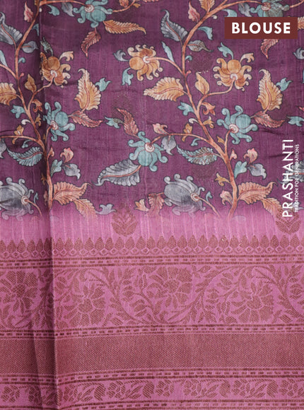 Semi banarasi tussar saree onion pink shade and pastel pink with allover zig zag prints & woven buttas and woven border