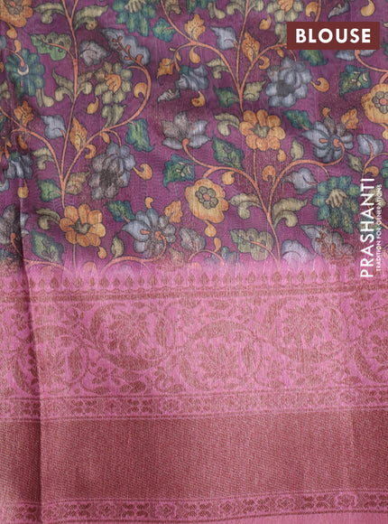 Semi banarasi tussar saree magenta pink with geometric prints & woven buttas and woven border