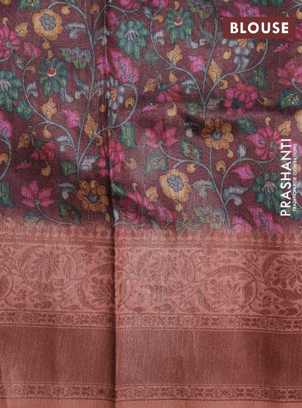 Semi banarasi tussar saree rust shade and brown with geometric prints & woven buttas and woven border