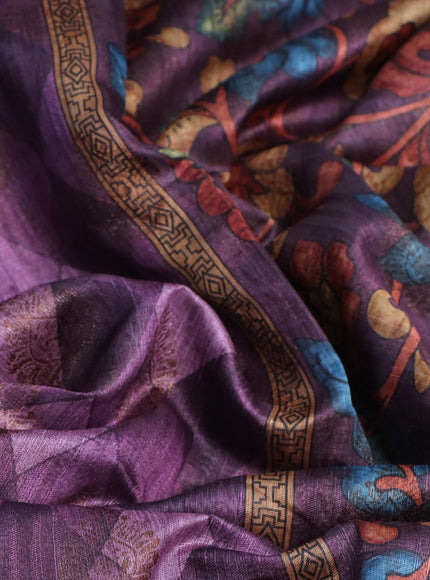 Semi banarasi tussar saree mild purple and mauve pink with geometric prints & woven buttas and woven border