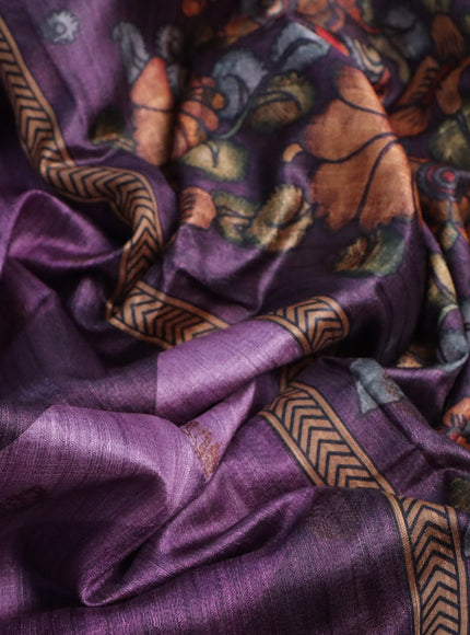 Semi banarasi tussar saree mild purple and mauve pink with allover strips prints & woven buttas and woven border